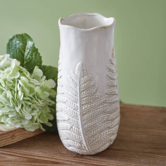 Stoneware Fern Leaf Vase