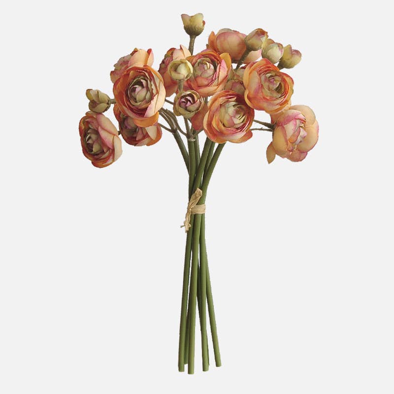 10''T Silk Baby Ranunculus Flower Bunch, 6 Stems/24 Blooms