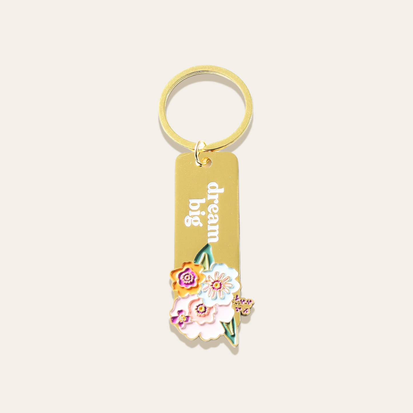 Enamel Floral Keychain - Dream Big