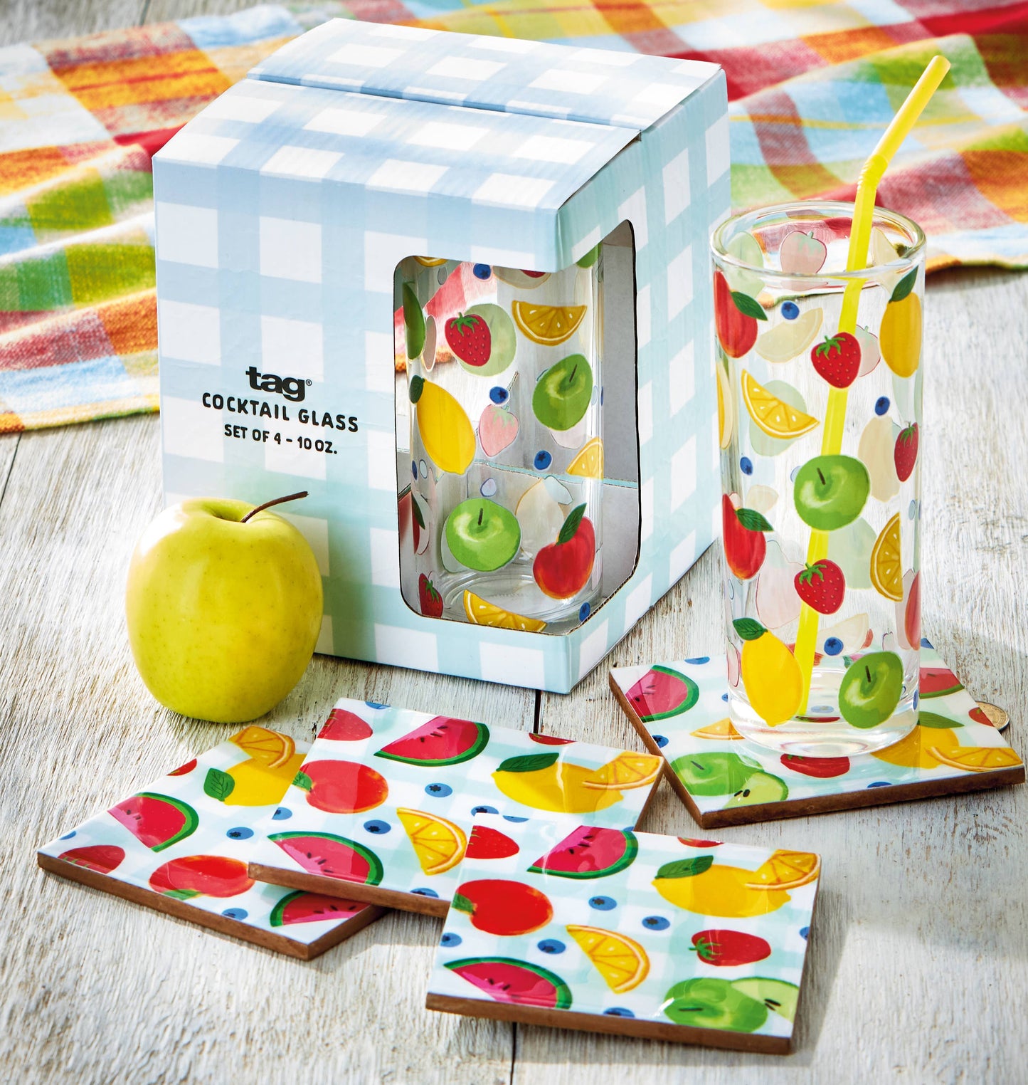 Fresh Pick Drinks Glass Set of 4 Multi Summer