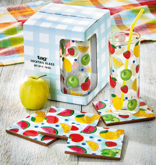 Fresh Pick Drinks Glass Set of 4 Multi Summer