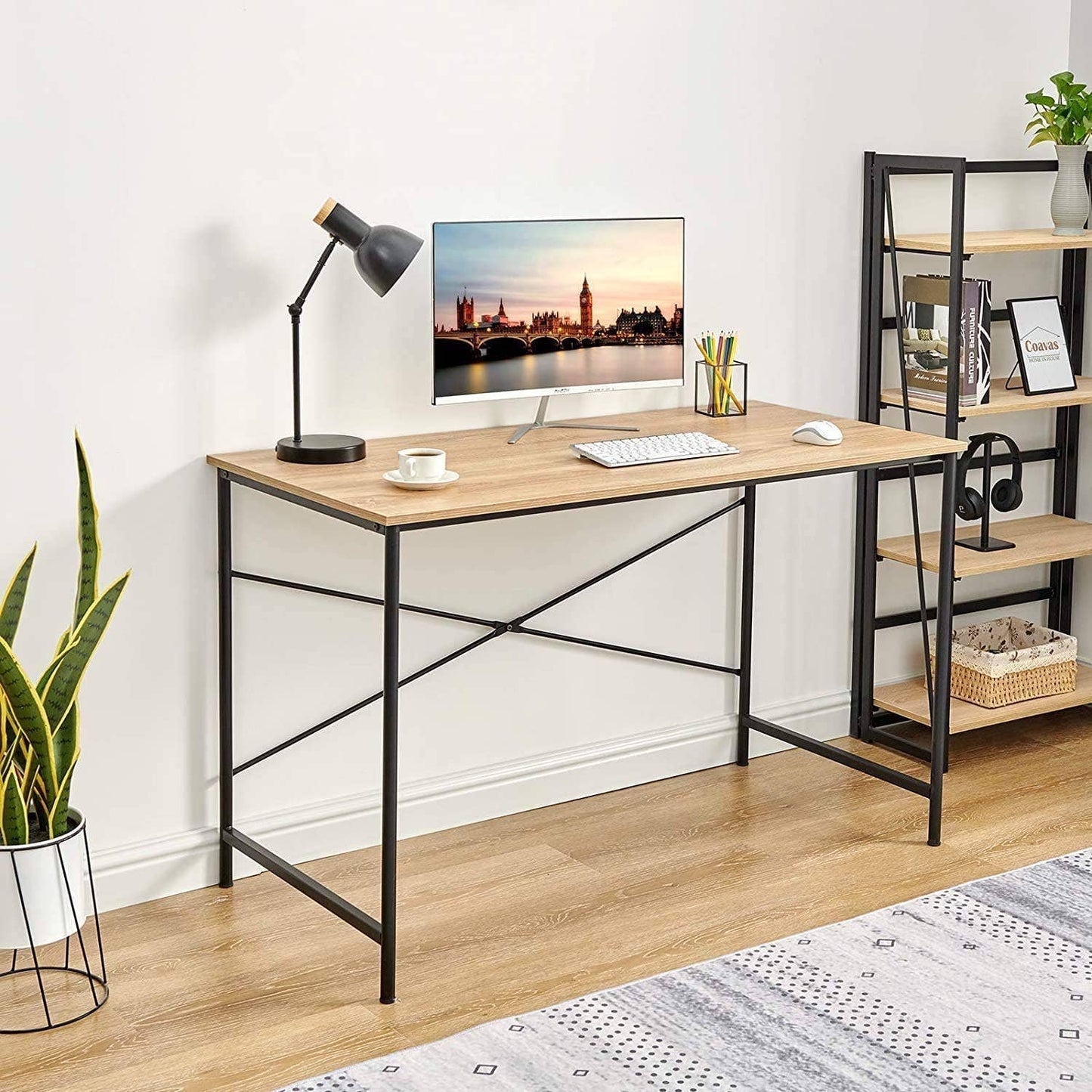 Modern Computer Desk – 47” Workstation with Metal Frame