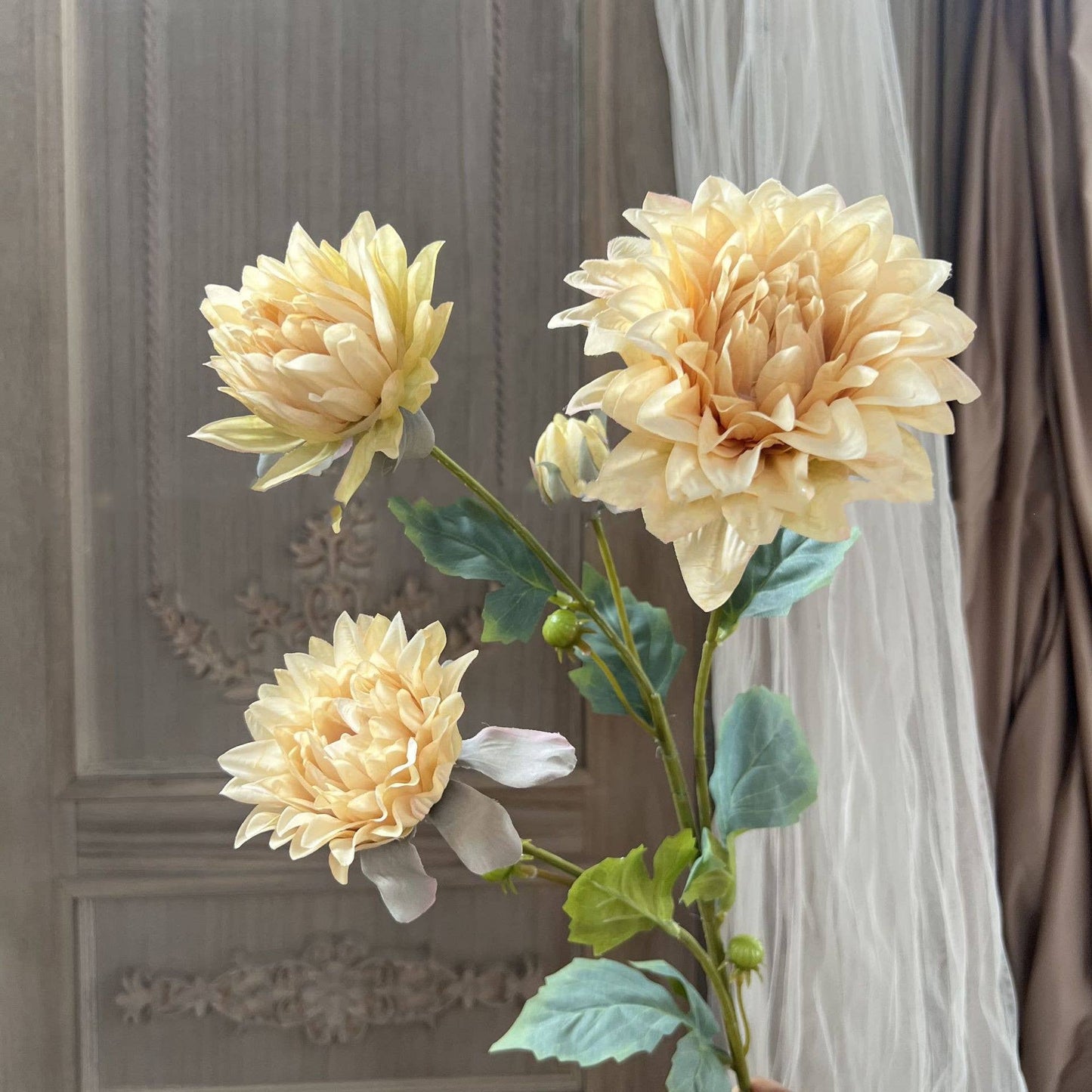 28''T Faux Silk Dahlia Flower Spray, Spring/Summer Dahlias