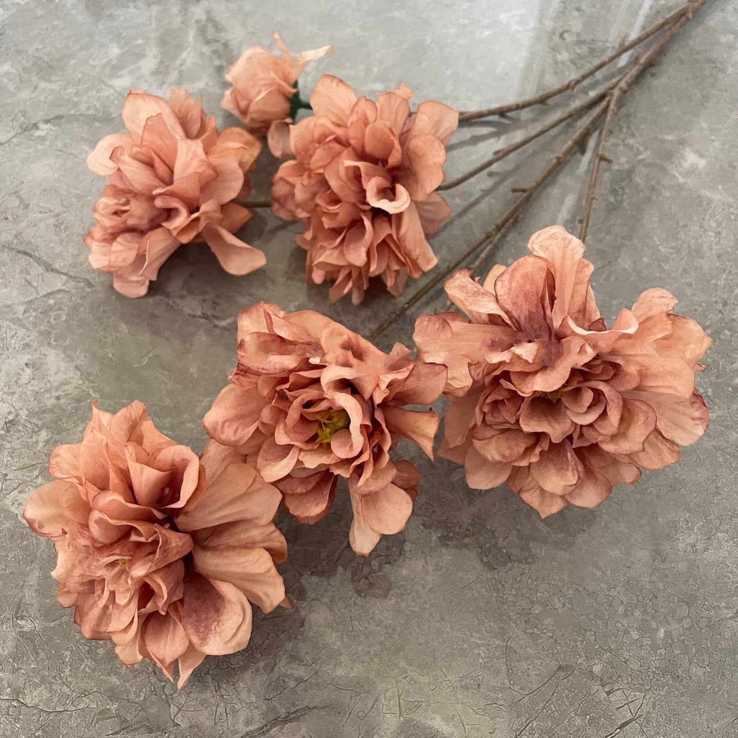 29''T Silk Hibiscus Peony Flower Stem, Boho Warm Brown Beige