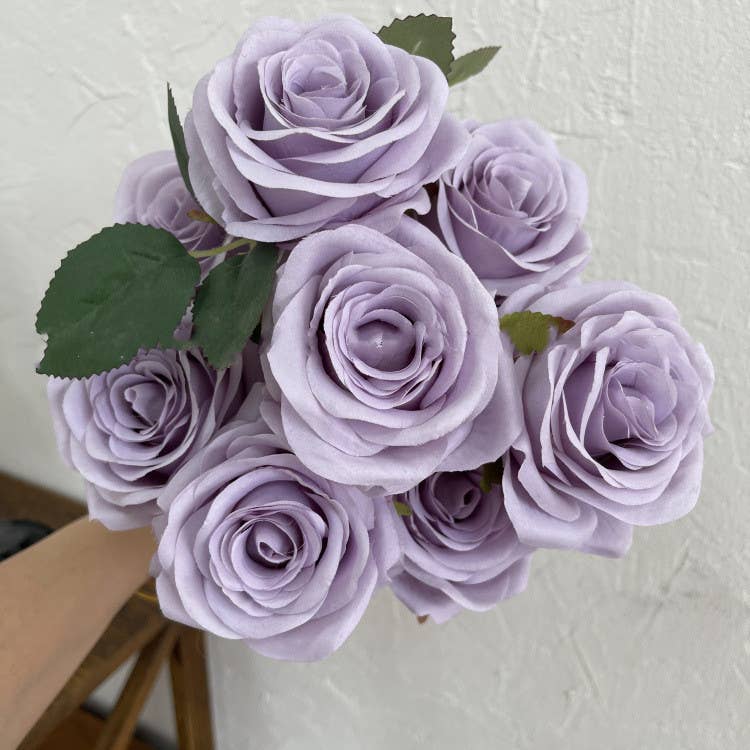 16''T Silk Rose Flower Bunch, 9 Heads, Multicolors