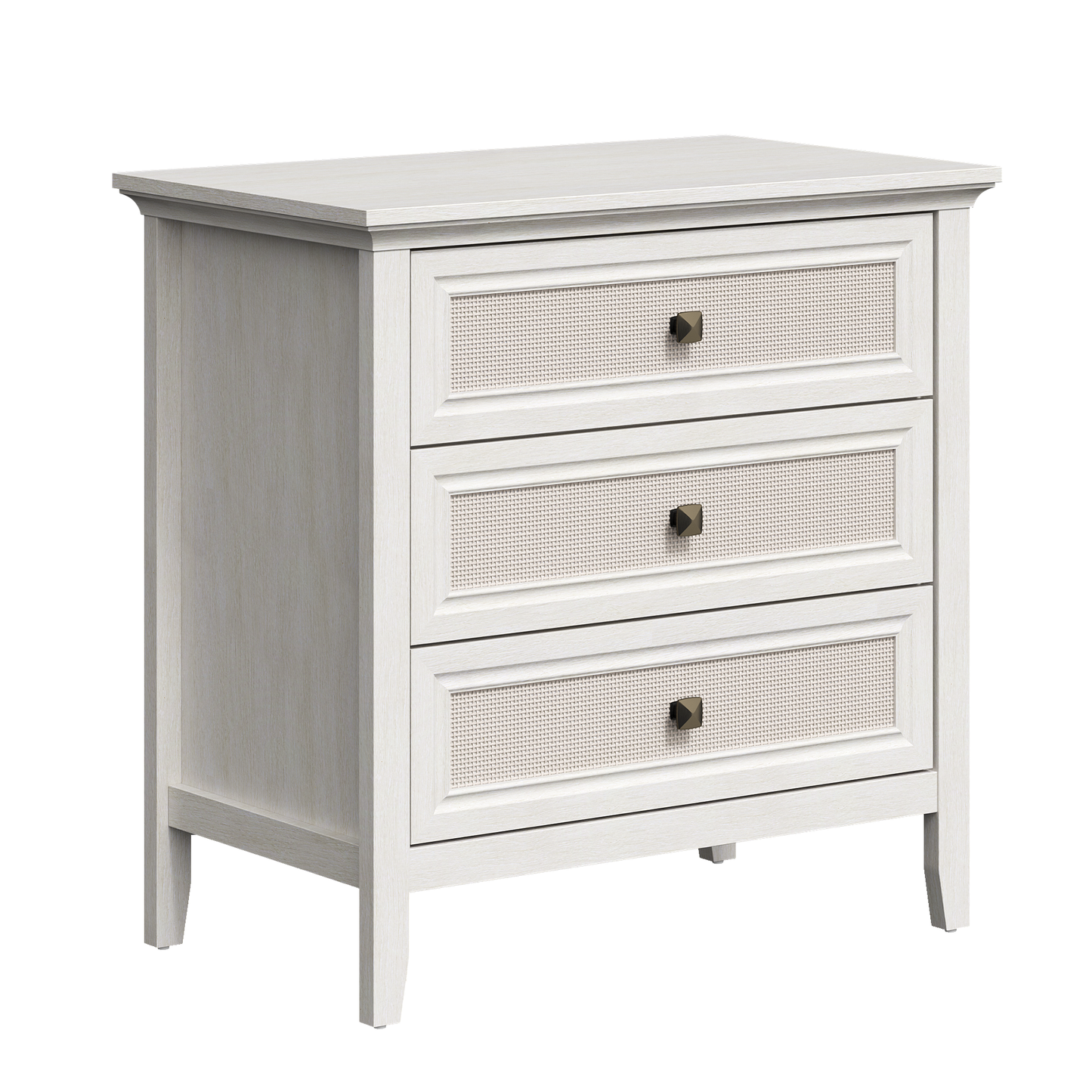 3 Drawer Dresser, Cane Nightstand with Rattan Drawers