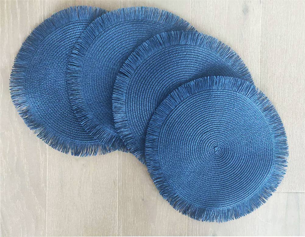 Handwoven Fringe Boho 15" Round Placemat