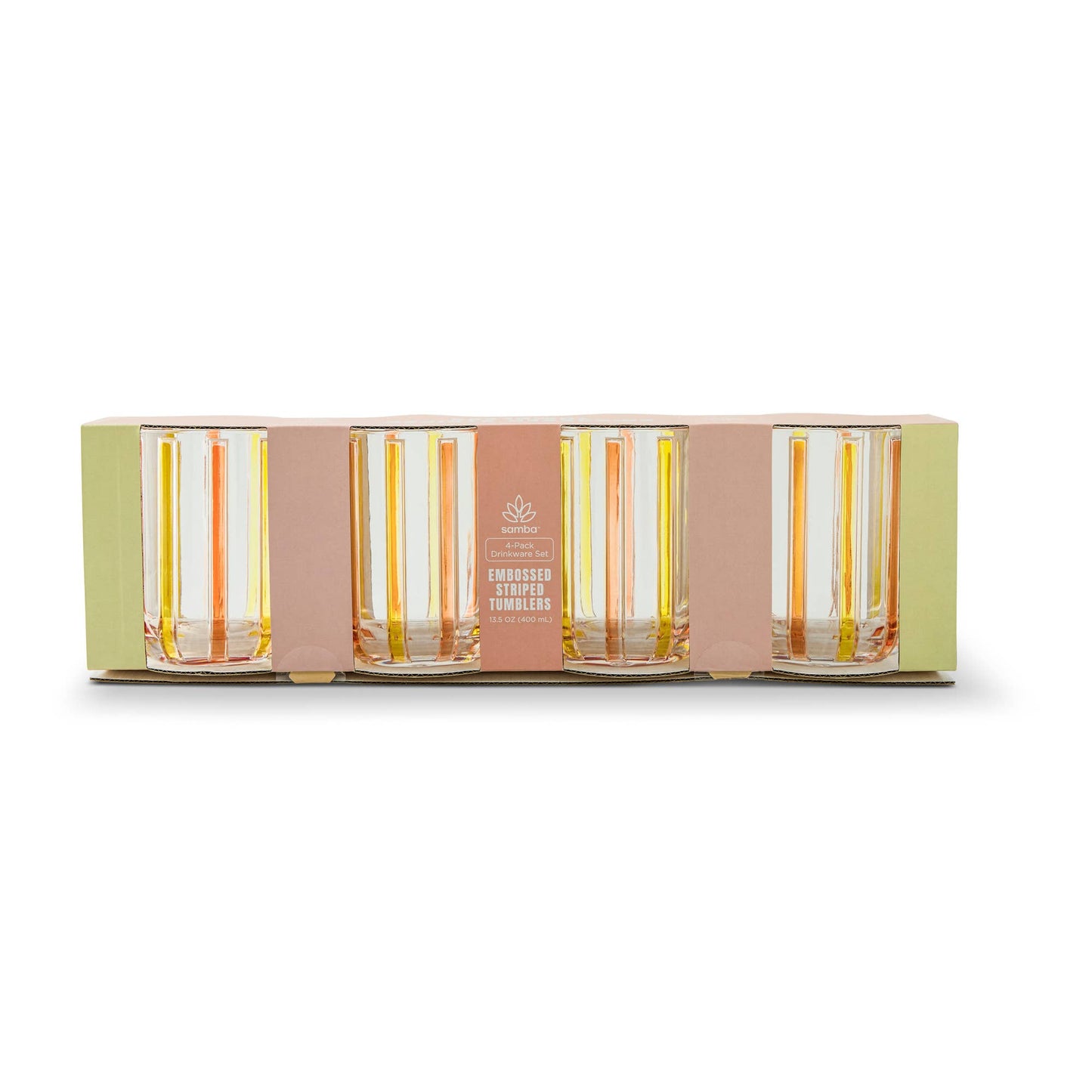 4pk 13.5oz Embossed Tumbler - Stripe PCK/OCS