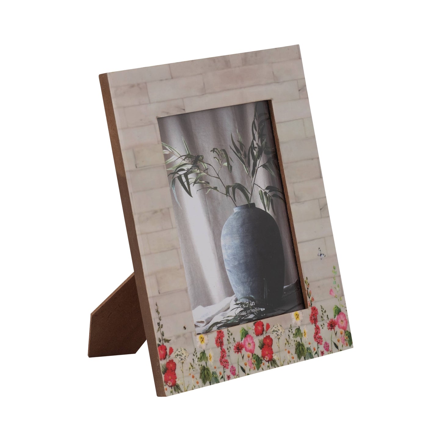 Photo Frame - Ivory Wood Pink Flower Field, 5x7 in.