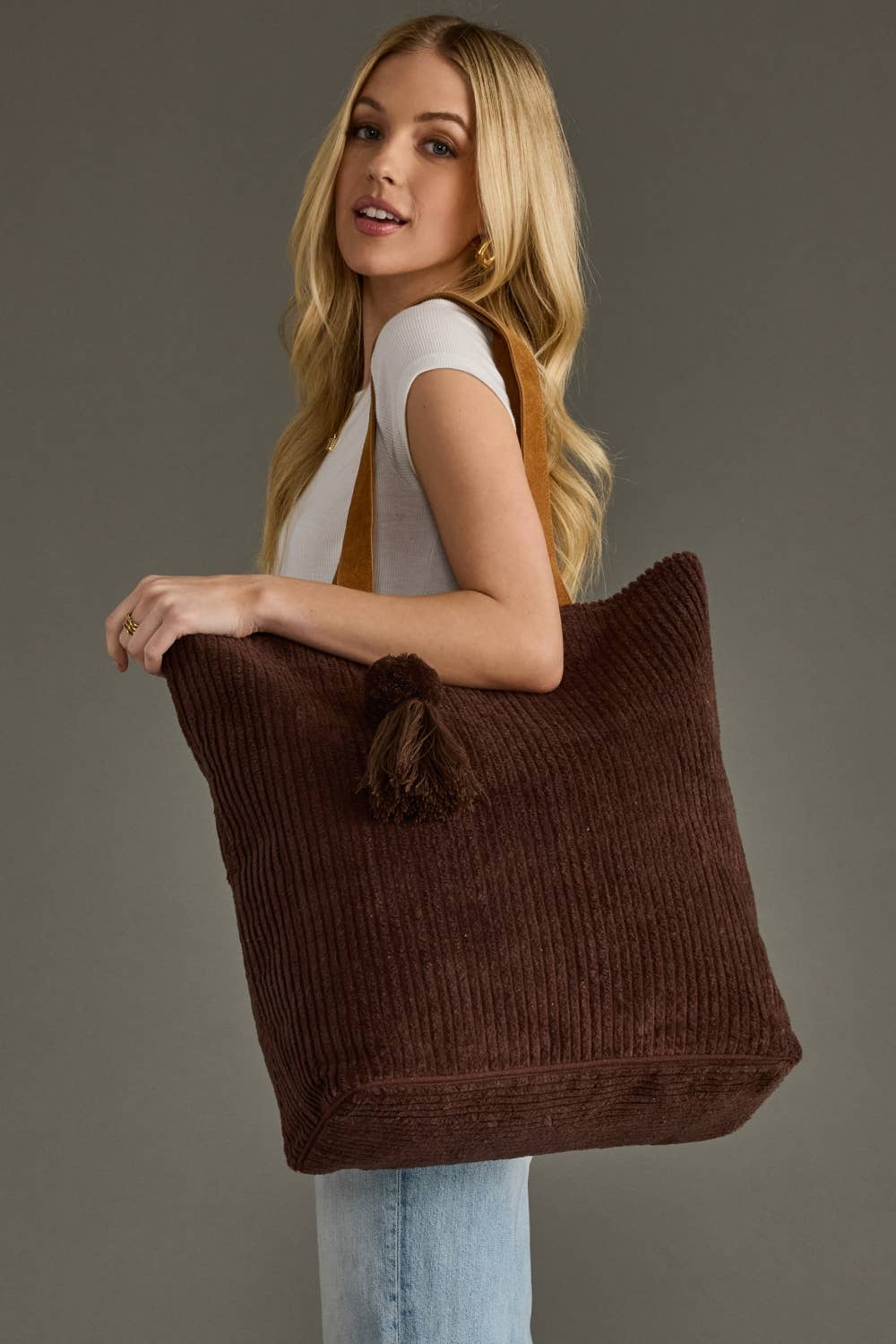 Brown Corduroy Tote