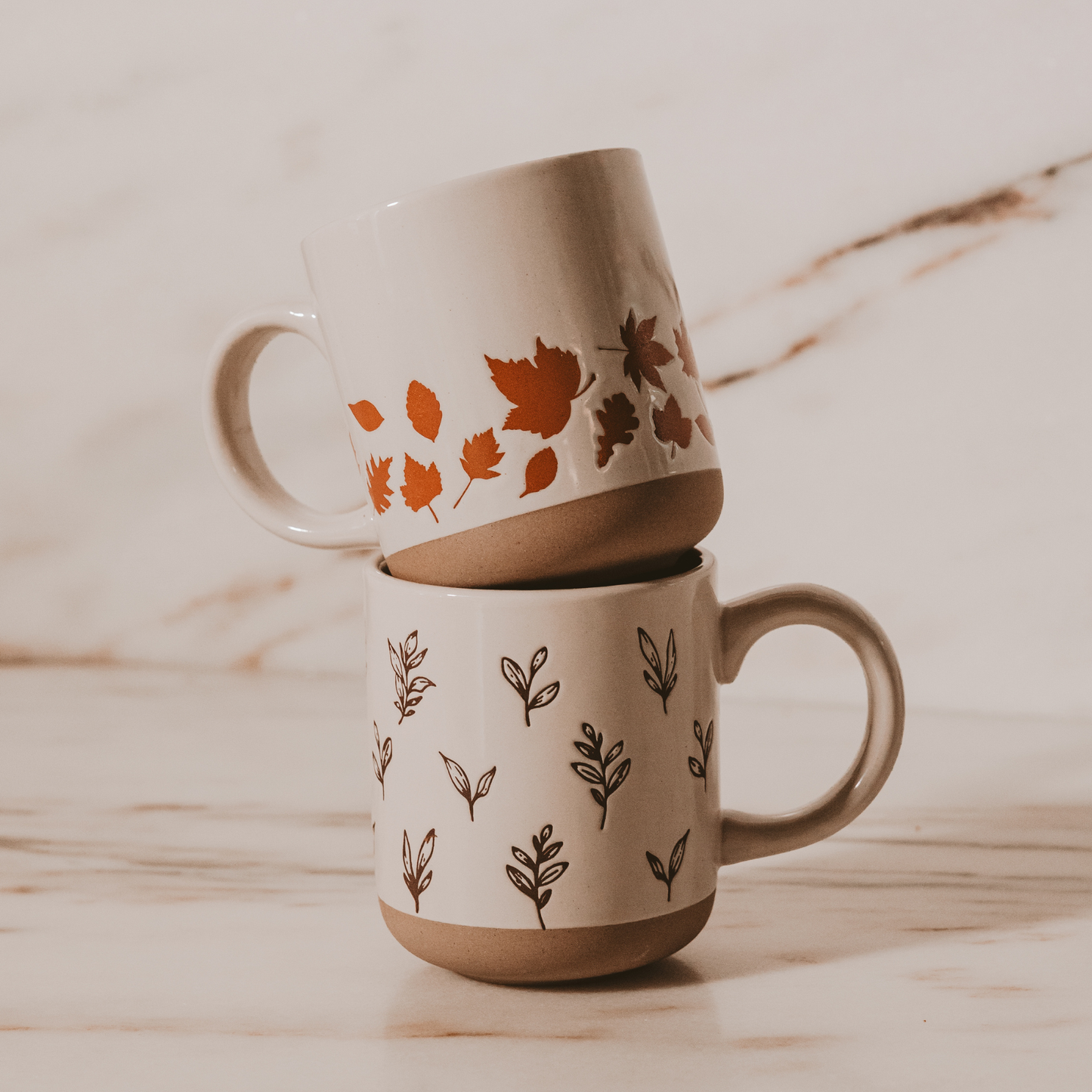 *NEW* Orange Leaves Stoneware Coffee Mug - Fall Decor