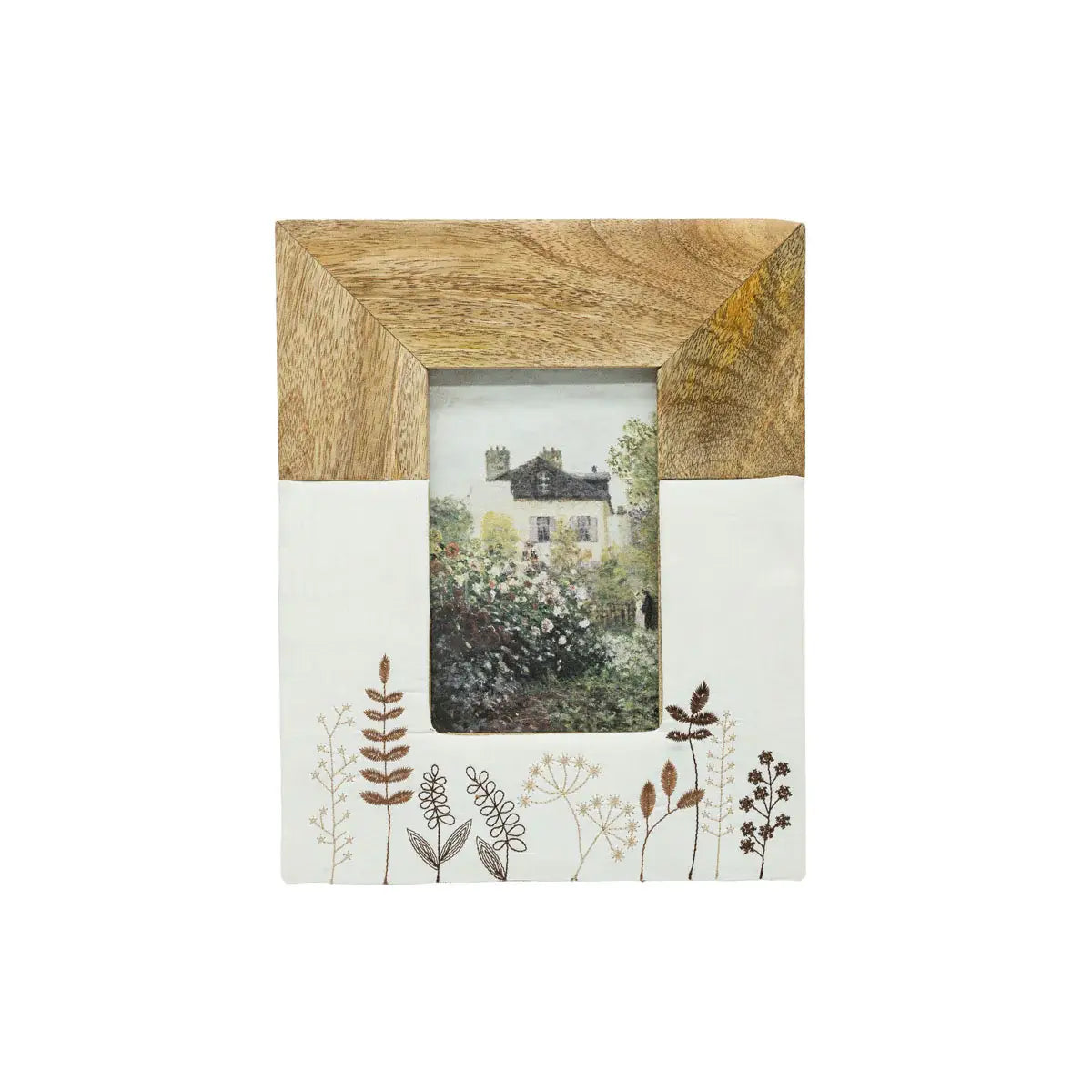 4x6 Heather Embroidered Floral Wood Photo Frame Brown