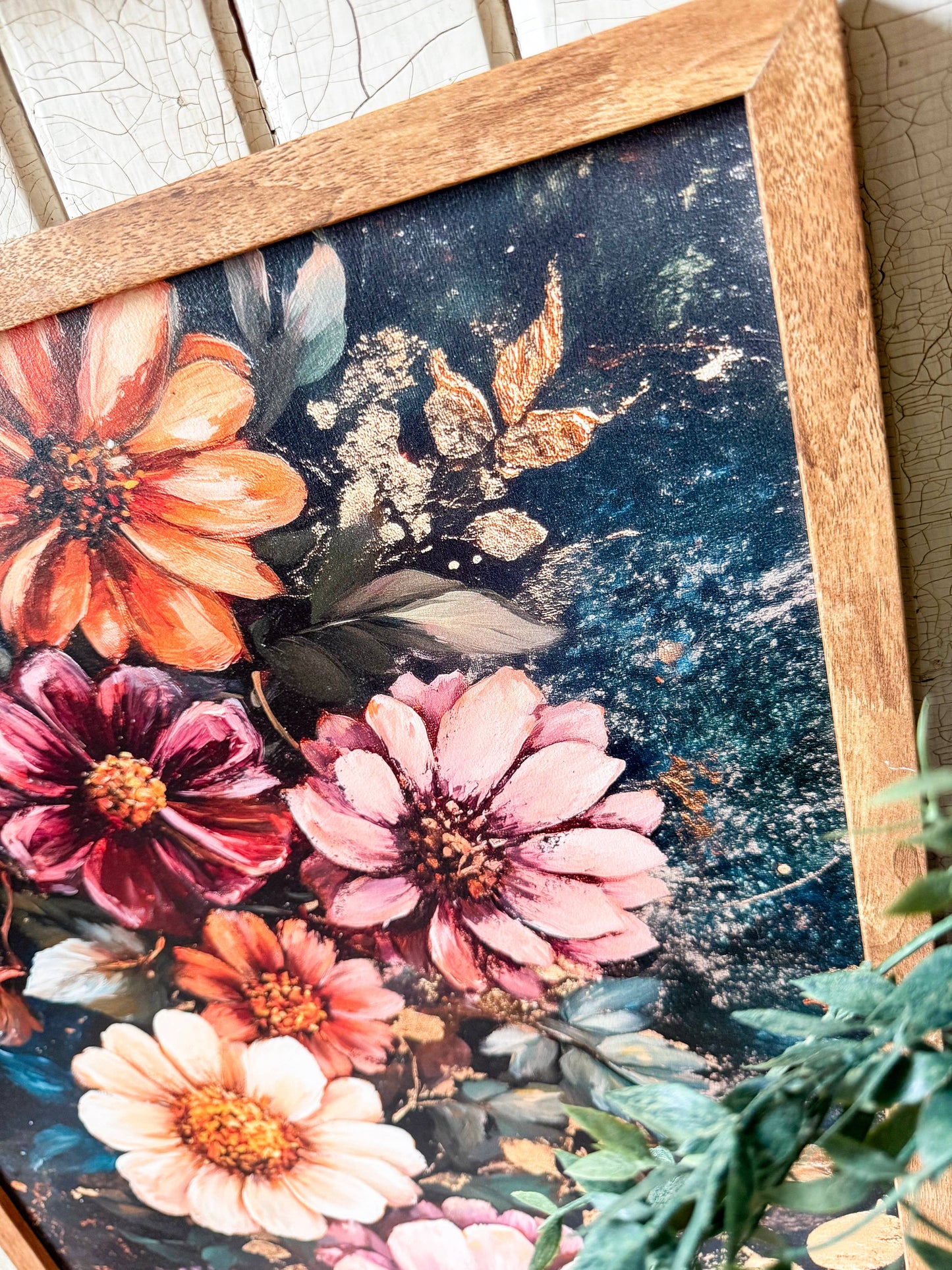 Bold Coloful Moody Floral Wood Sign