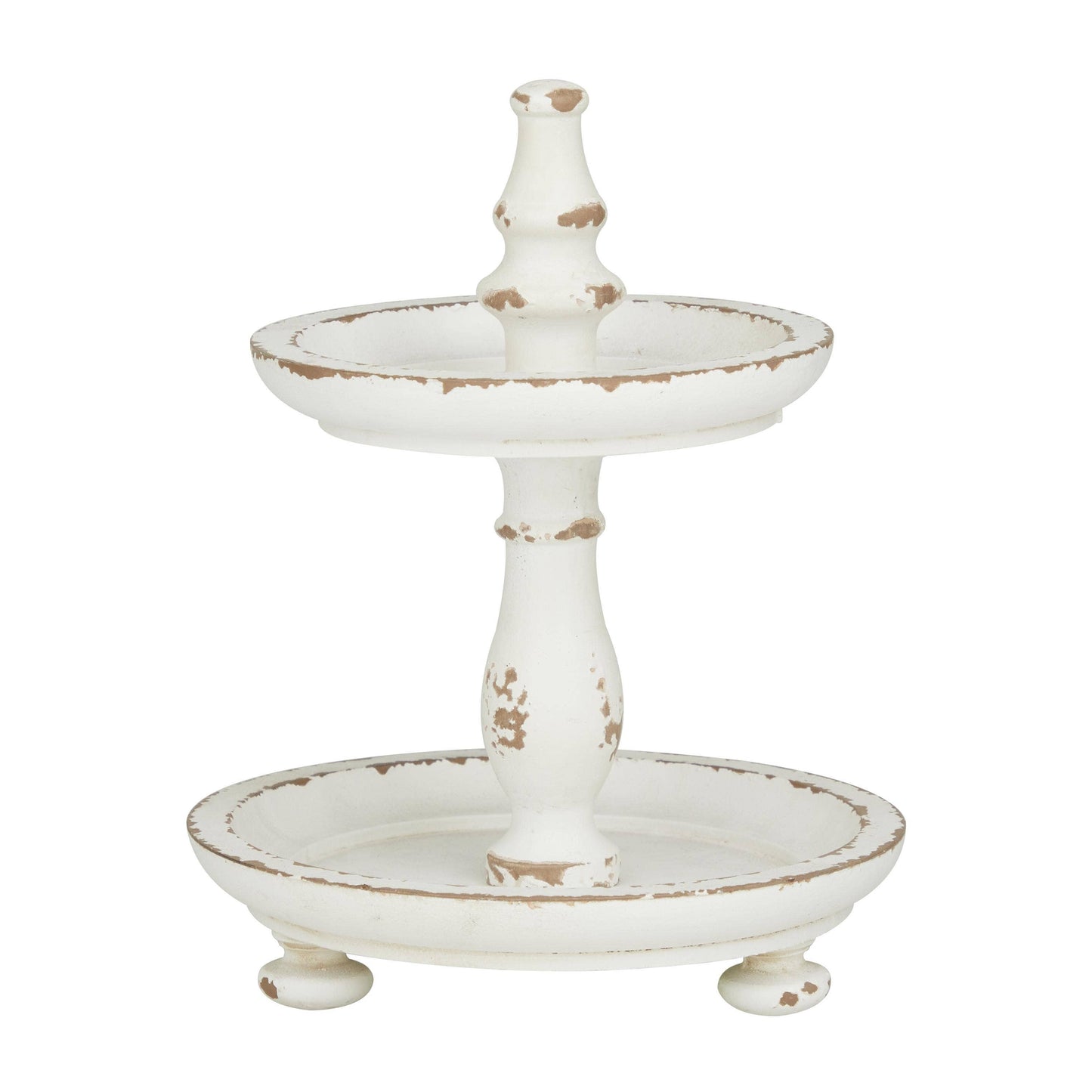 Country Cottage White Wood Tiered Server