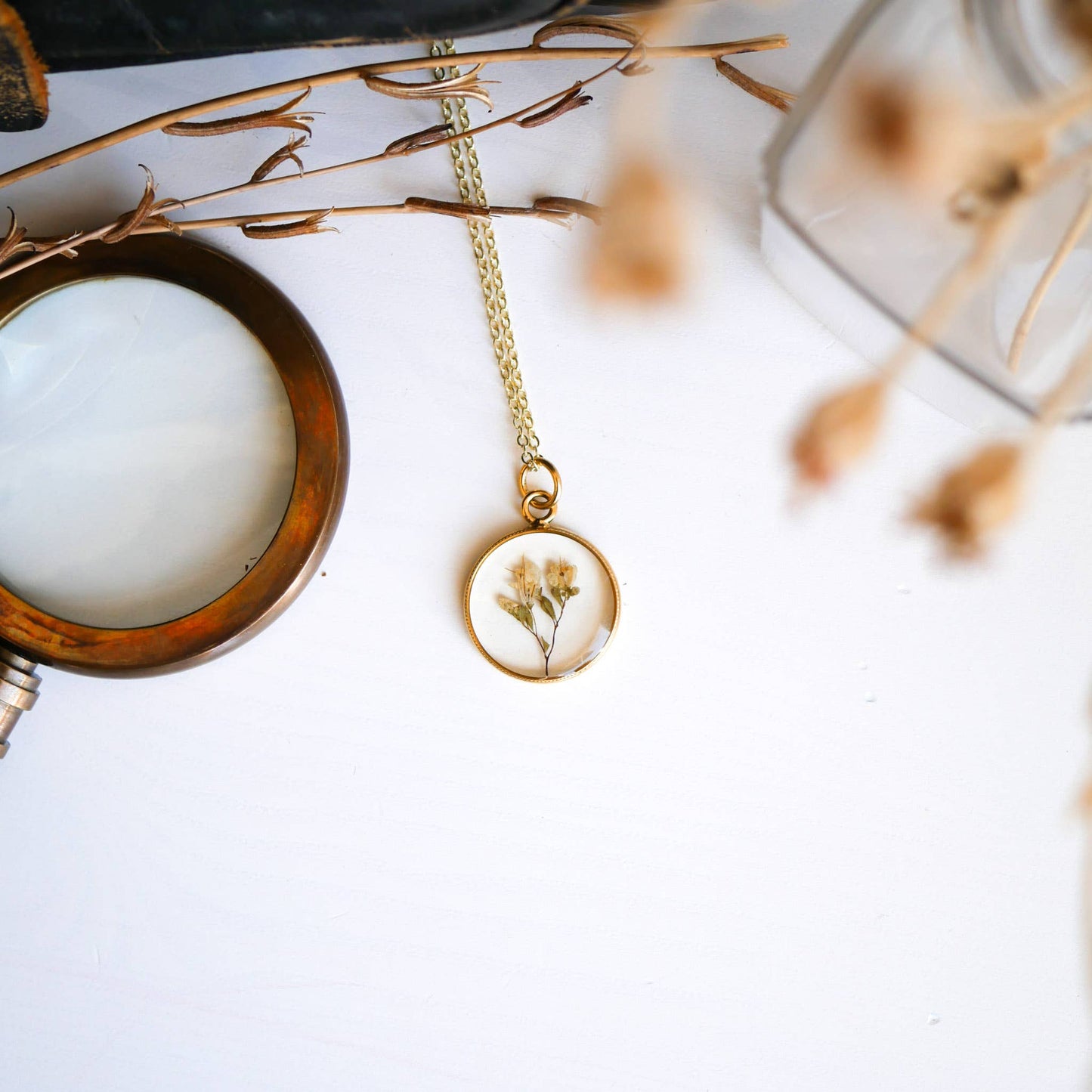 Tiny Dried Bouquet Pendant