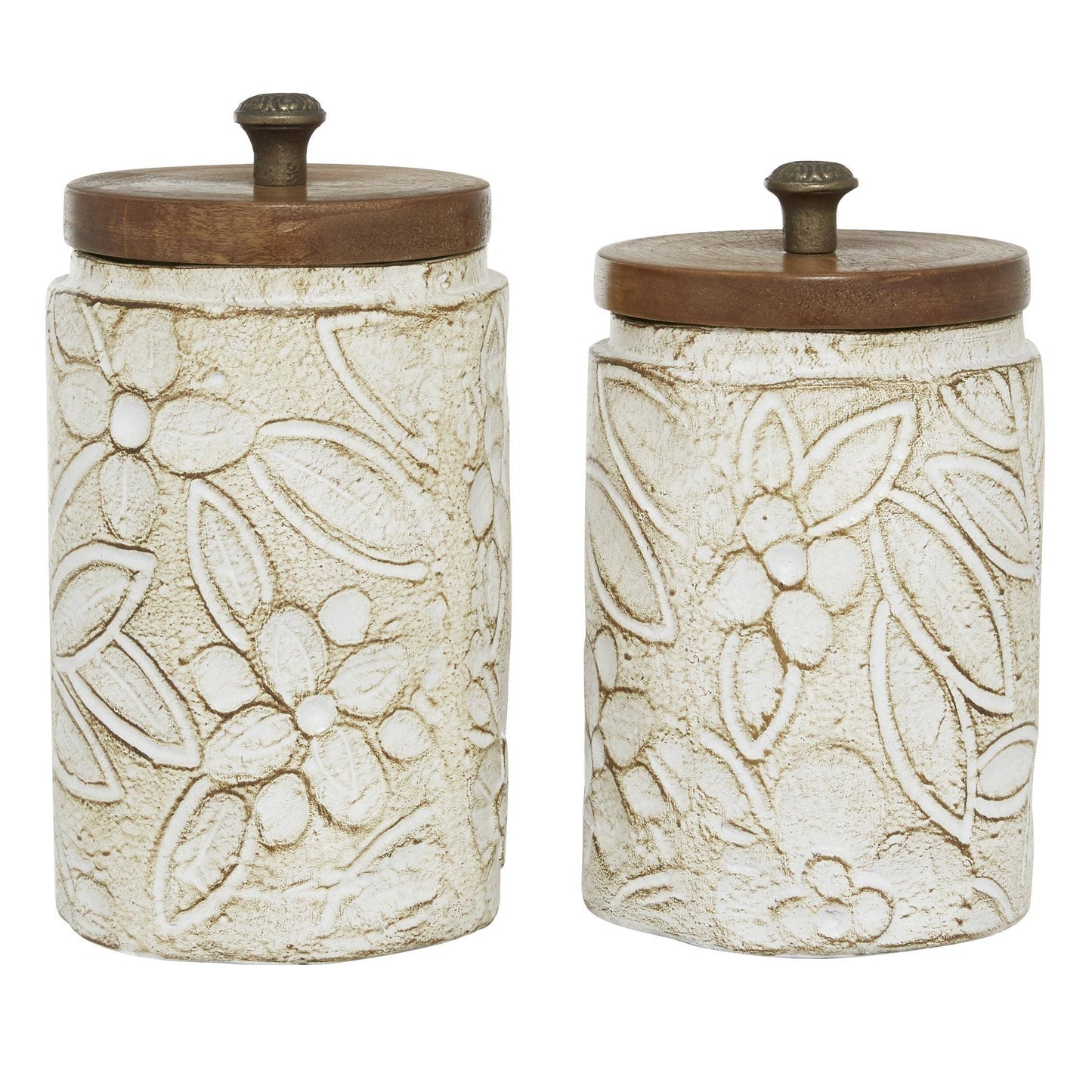 Farmhouse White Ceramic Decorative Jars Set