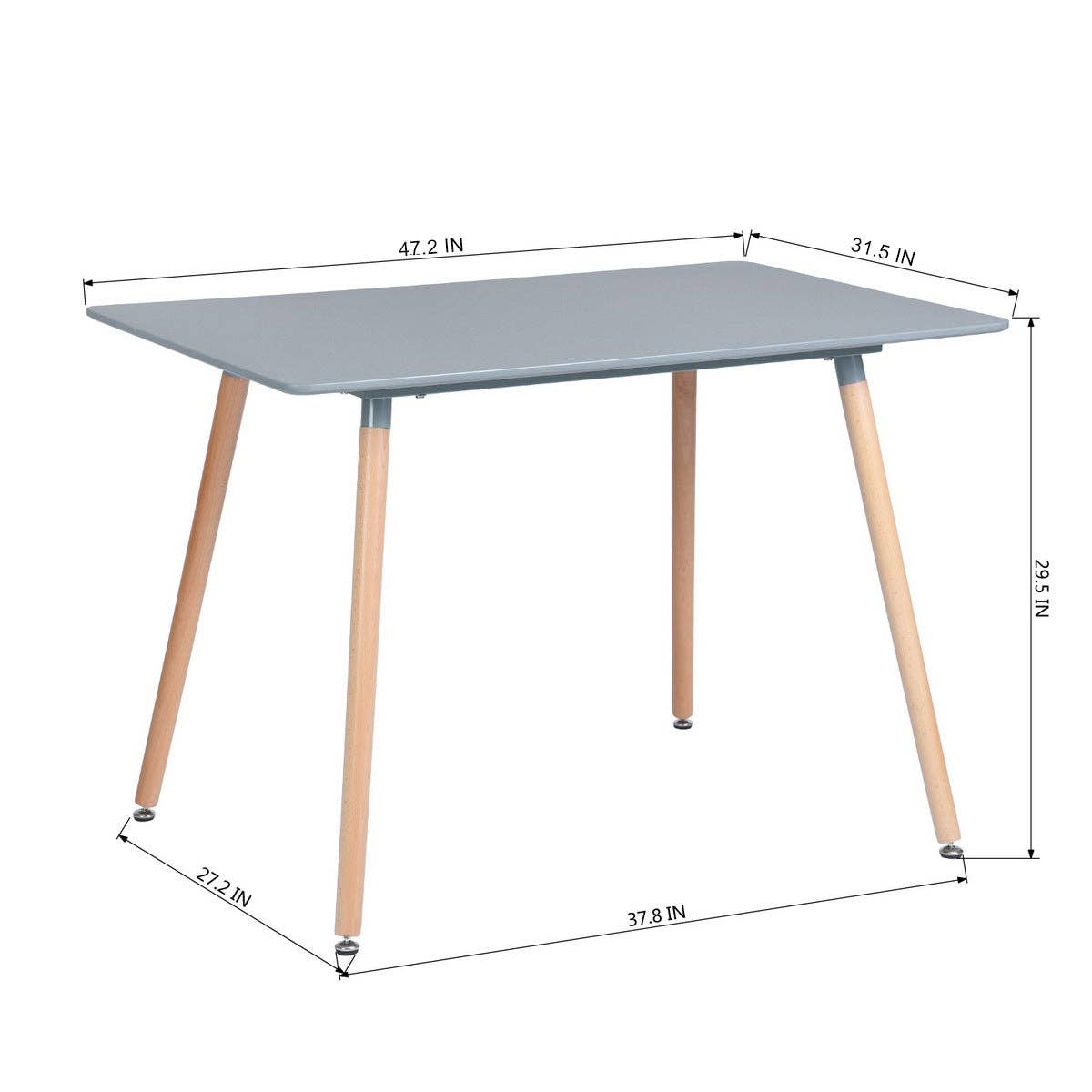 Modern 47.2” Rectangular Kitchen Dining Table - Grey