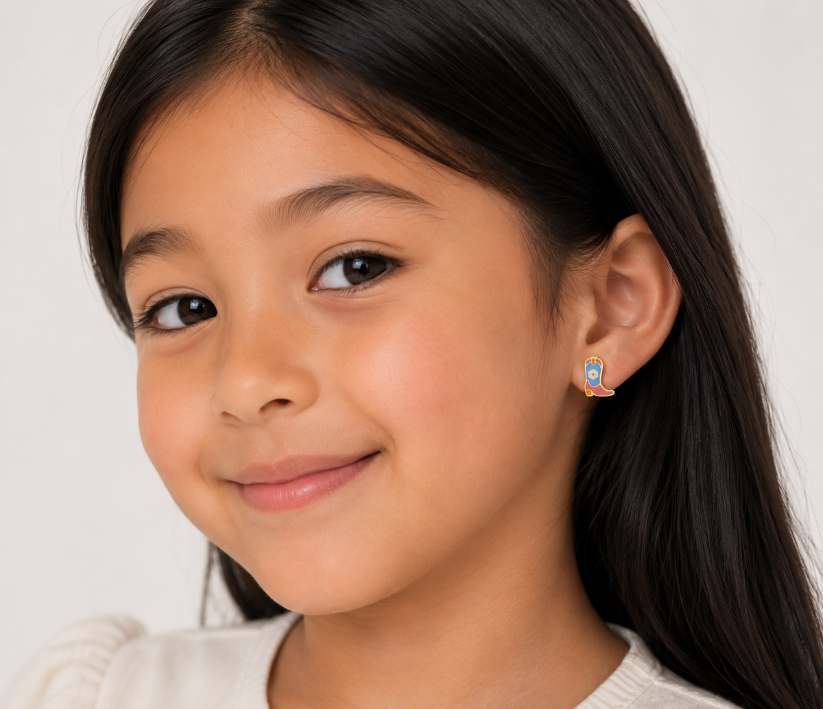 Boot Enamel Flat Back Kids Earrings