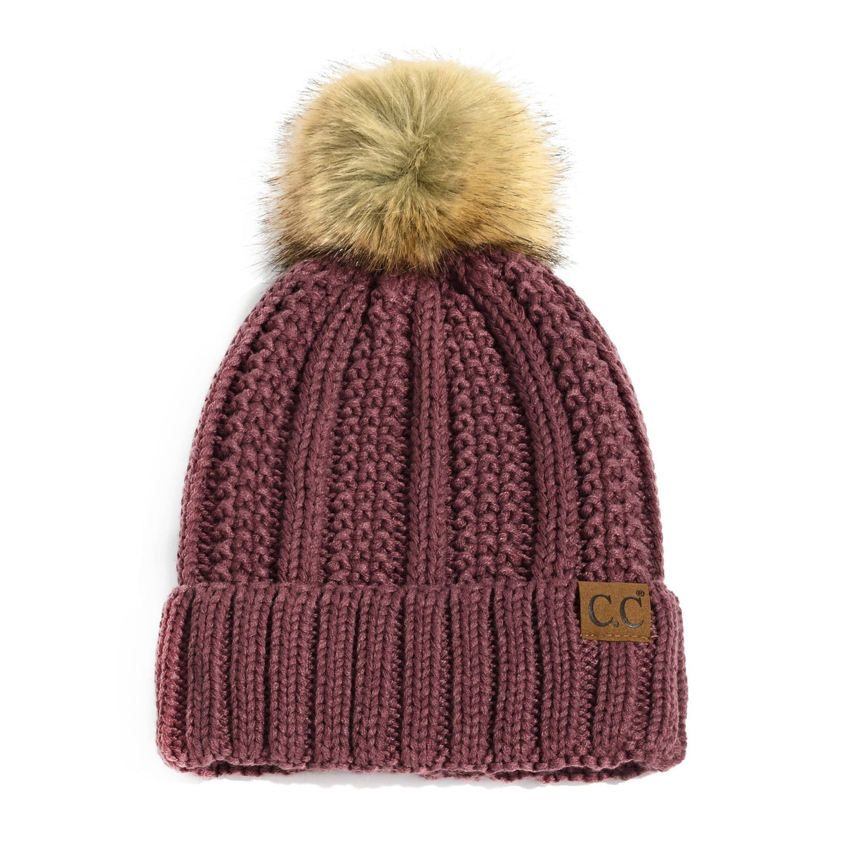 CC Bold Faux Fur Accented Beanie ( YJ-820 )