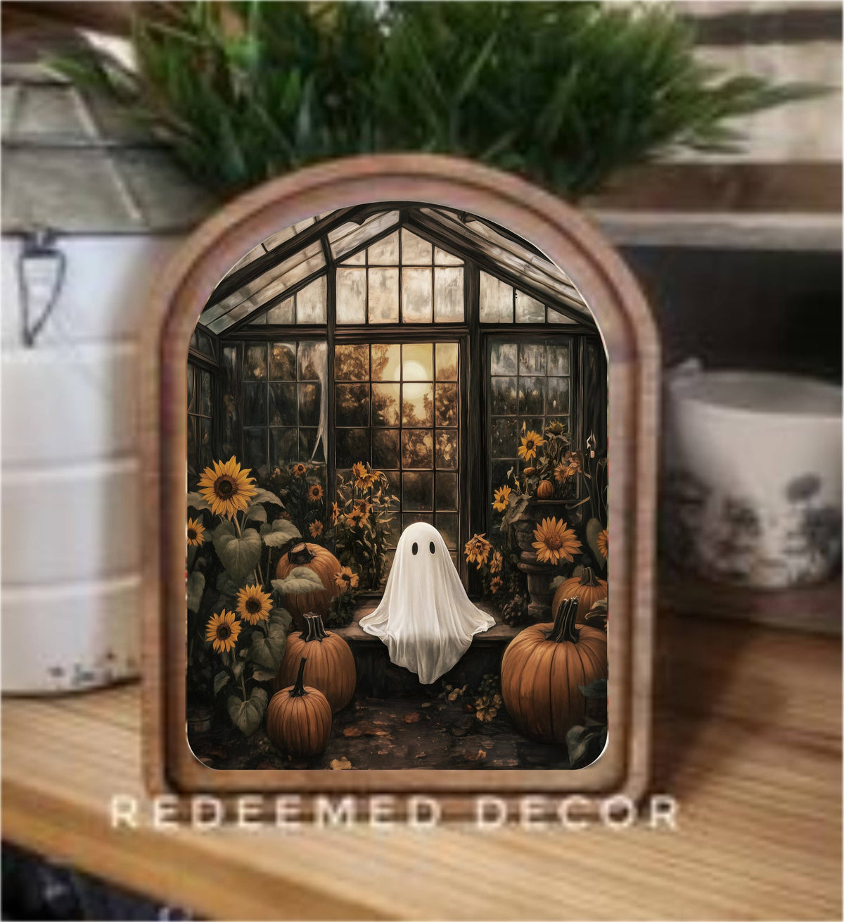 Arch Top Greenhouse Ghost Framed Art