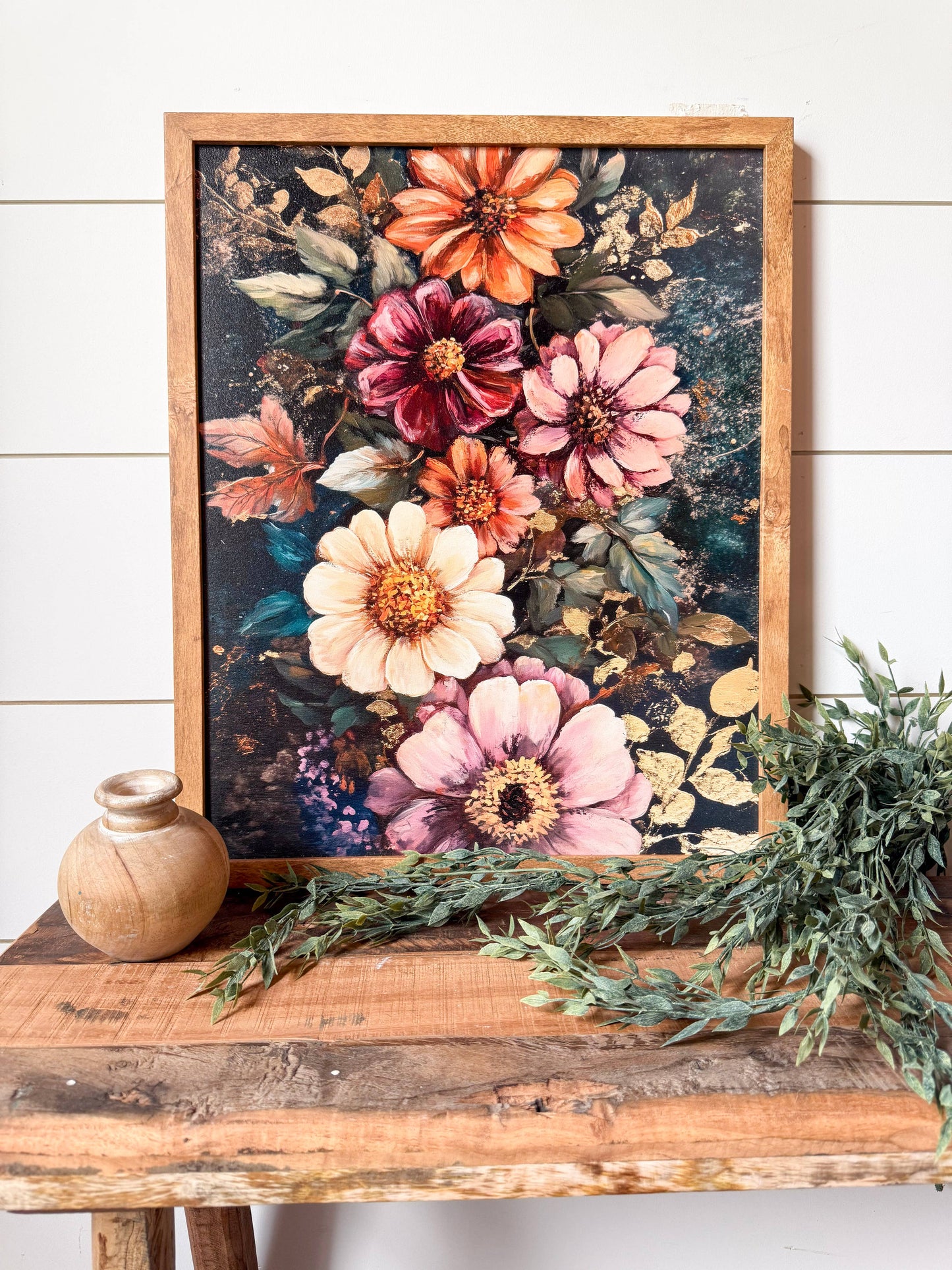Bold Coloful Moody Floral Wood Sign