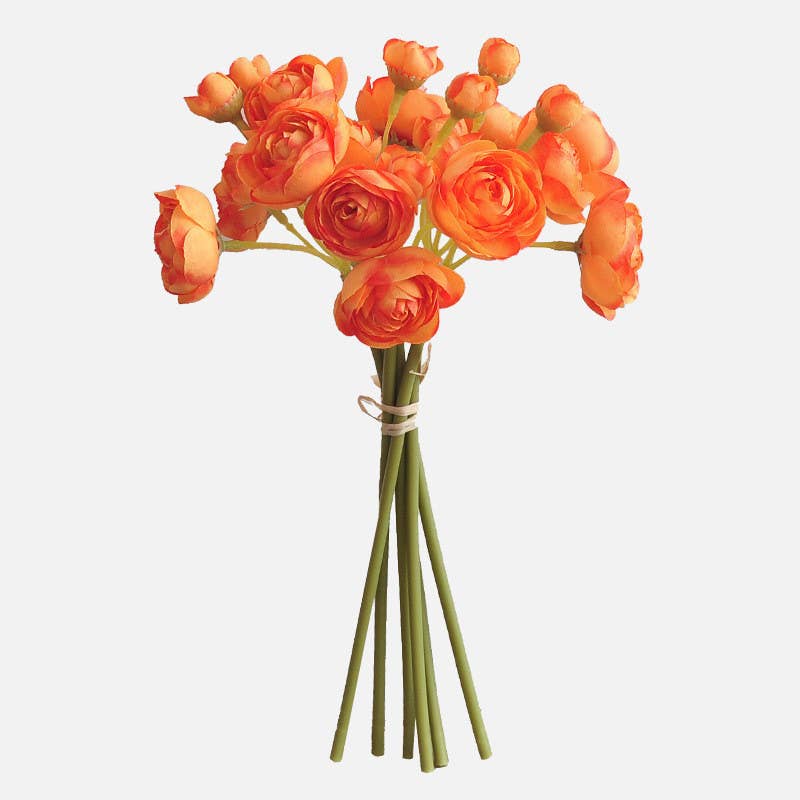 10''T Silk Baby Ranunculus Flower Bunch, 6 Stems/24 Blooms
