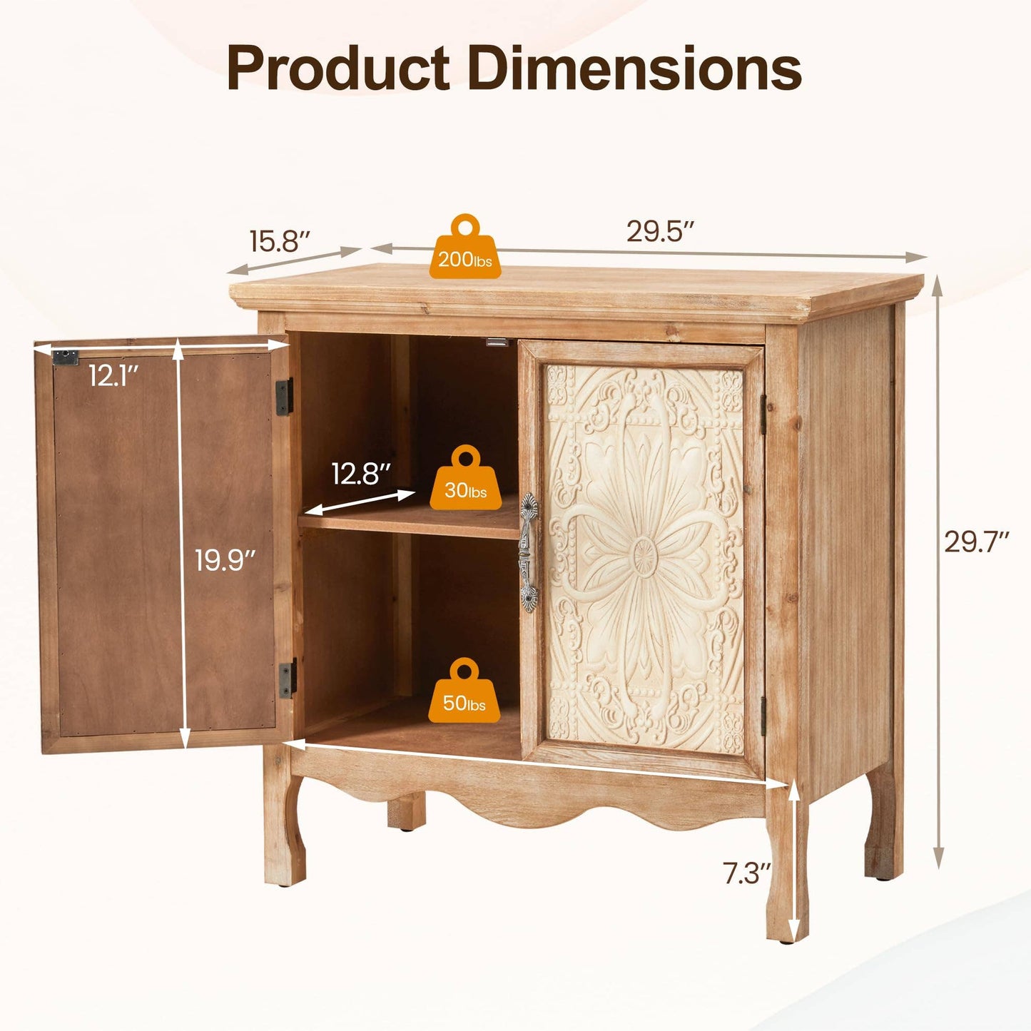 Farmhouse Storage Cabinet with Flower Pattern