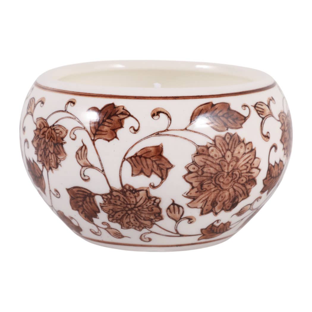Scented Candle - Neroli Basil Wax Brown Chinoiserie, 7 Oz.