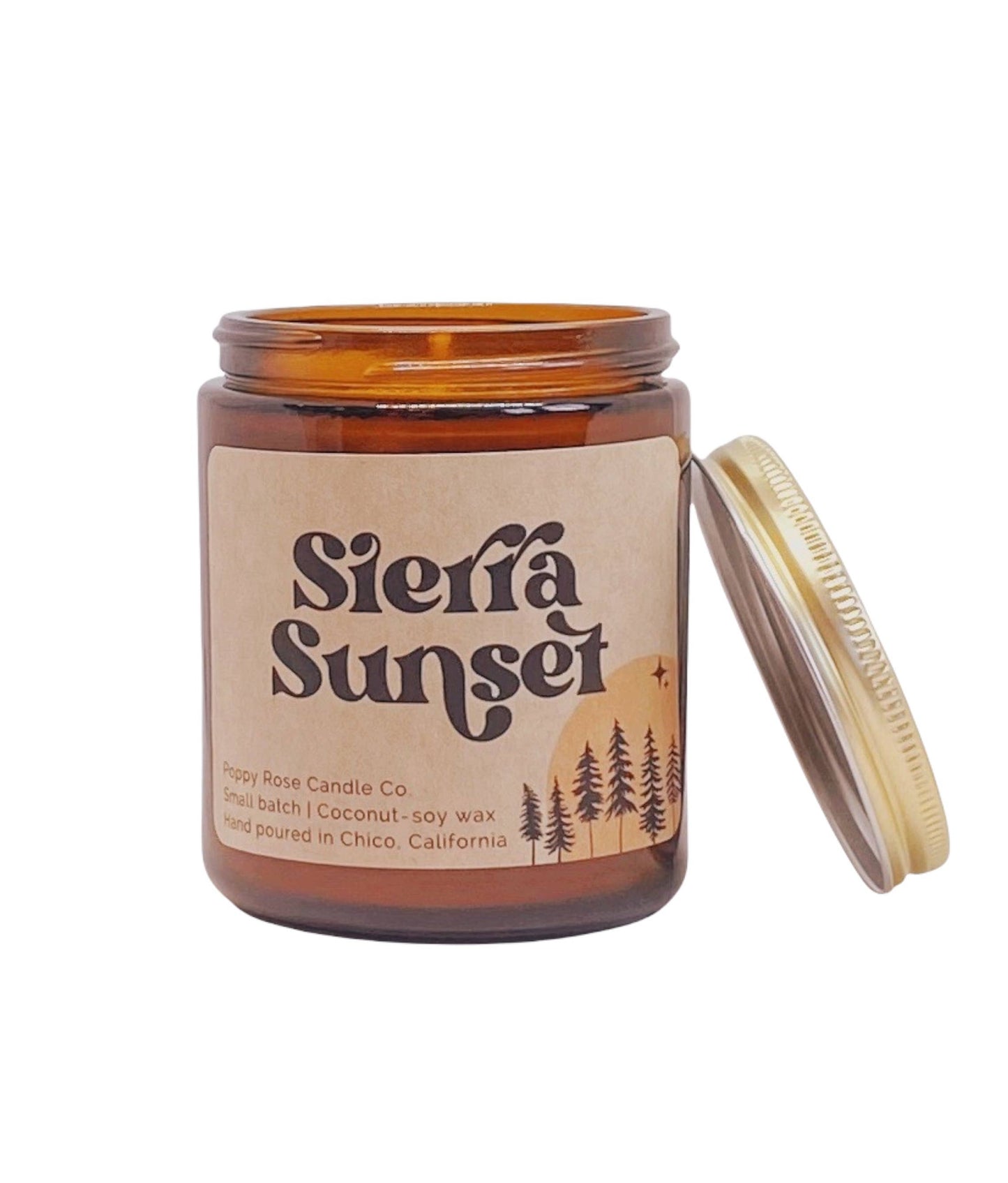 Sierra Sunset 8 oz coconut wax amber jar candle