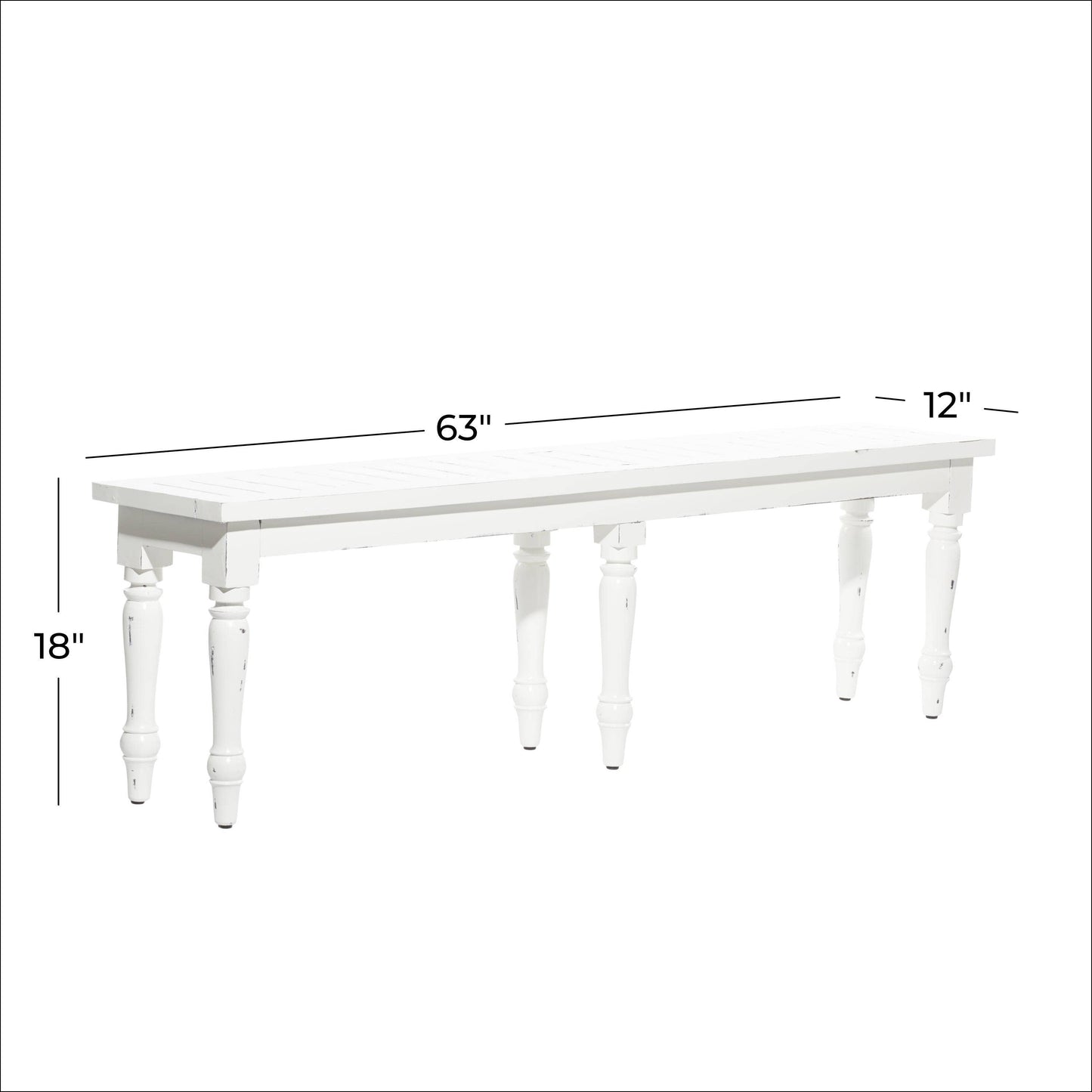 Farmhouse White Wood Bench