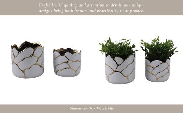 Resin Embossed Clouds Planters Set of 2 - White, 6/7 in.