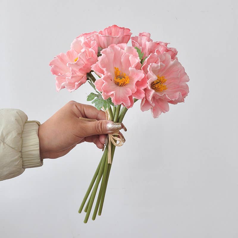 12‘’T Faux PU Real Touch Poppy Bunch, Spring Poppy Flowers