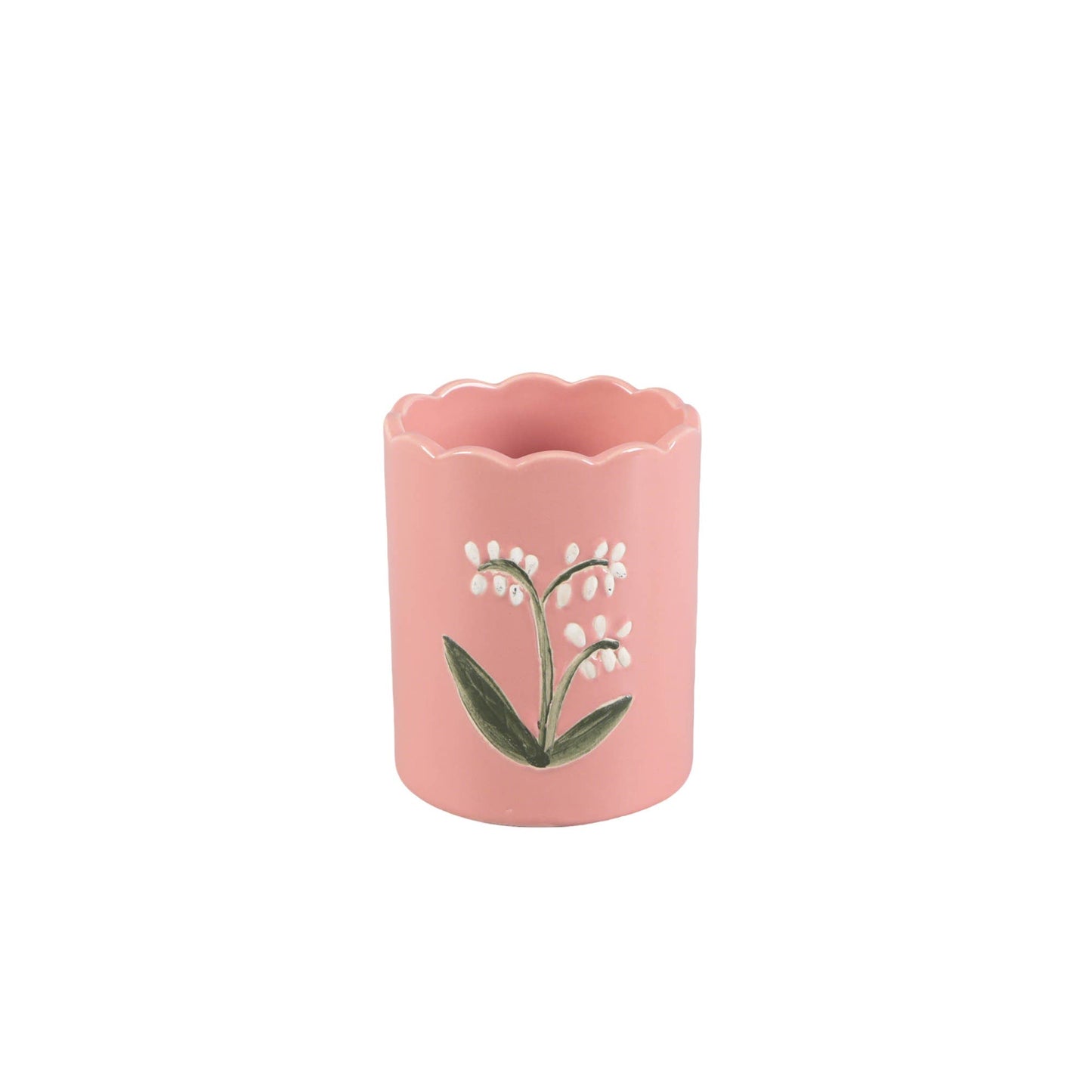 4" Ceramic Scallop Top- Lily of the Valley - Pen Holder