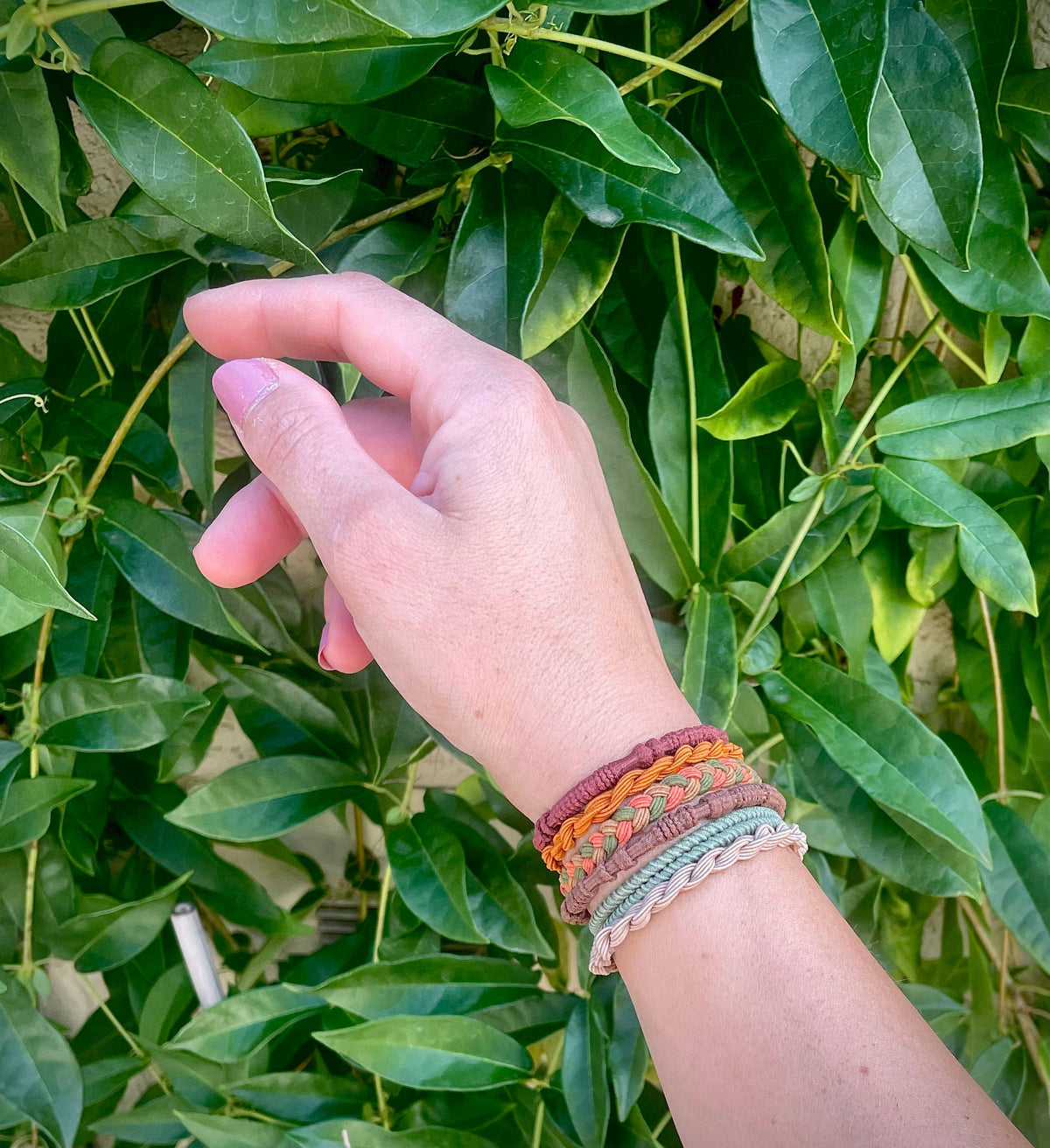 Boho Hair Ties on Kraft Card | Burnt Umber Green
