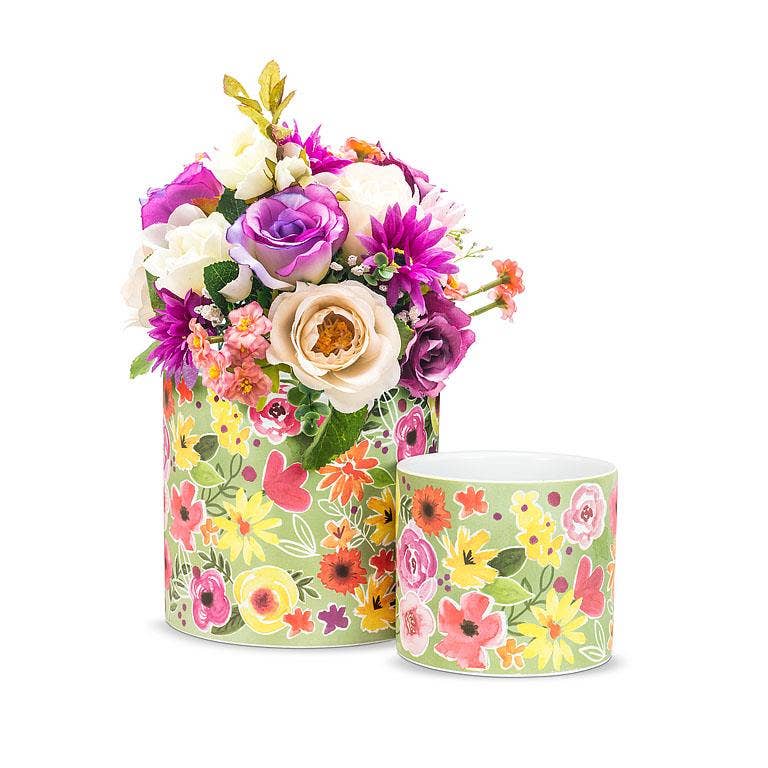 Lg Bold Floral Planter-6.5"H