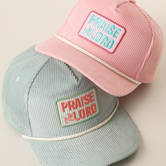 PRAISE THE LORD Embroidered Patch Corduroy Trucker Hat
