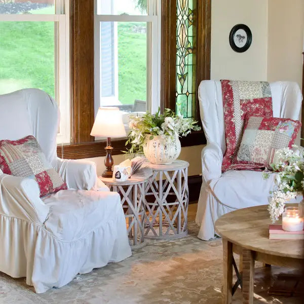 Set of Two Basket Weave Accent Tables