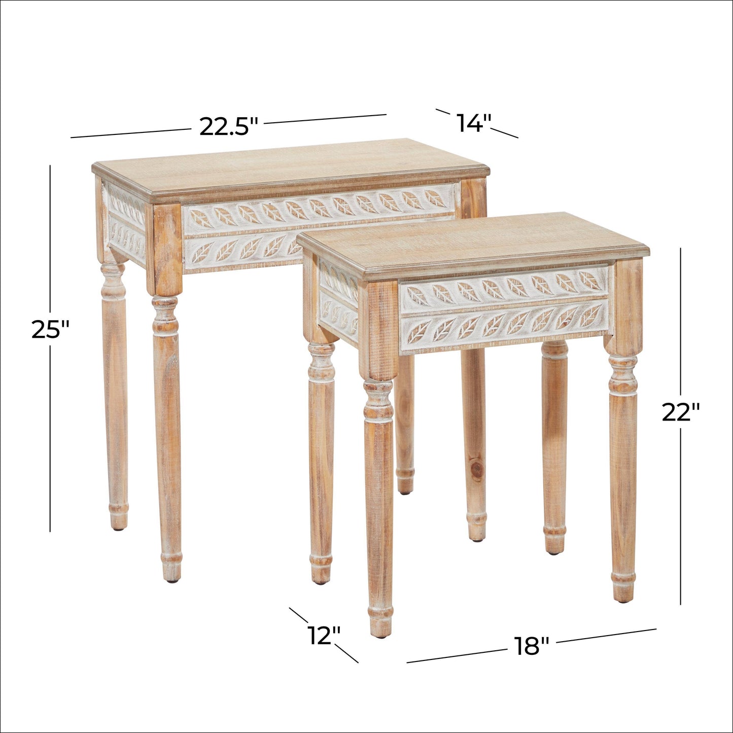 Farmhouse Brown Wooden Accent Table Set
