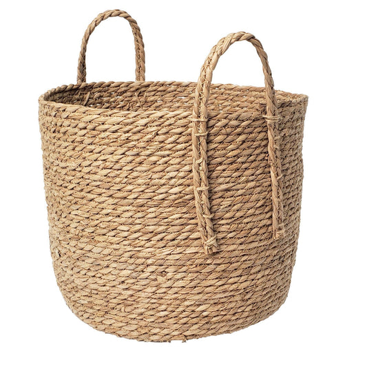 Woven Rattan Floor Round Basket - 14" Diameter x 12"H