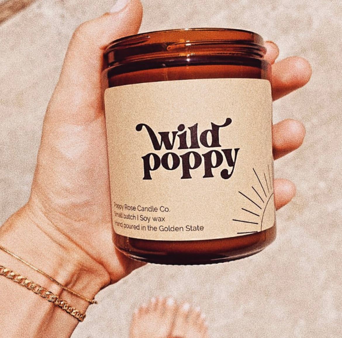 Wild Poppy 8 oz coconut wax amber jar candle