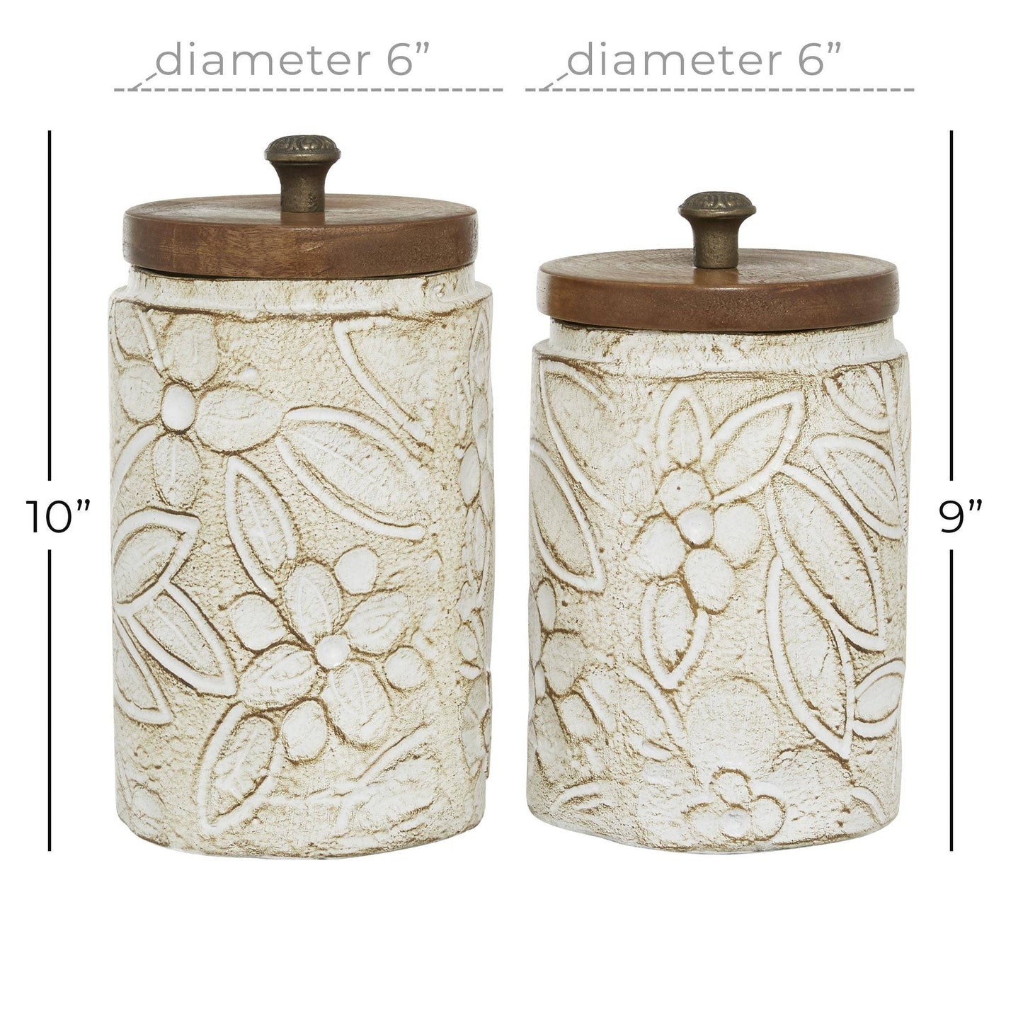 Farmhouse White Ceramic Decorative Jars Set