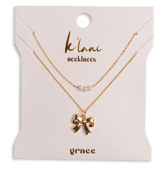 "Grace" Necklaces - NEW Pearl and Bow