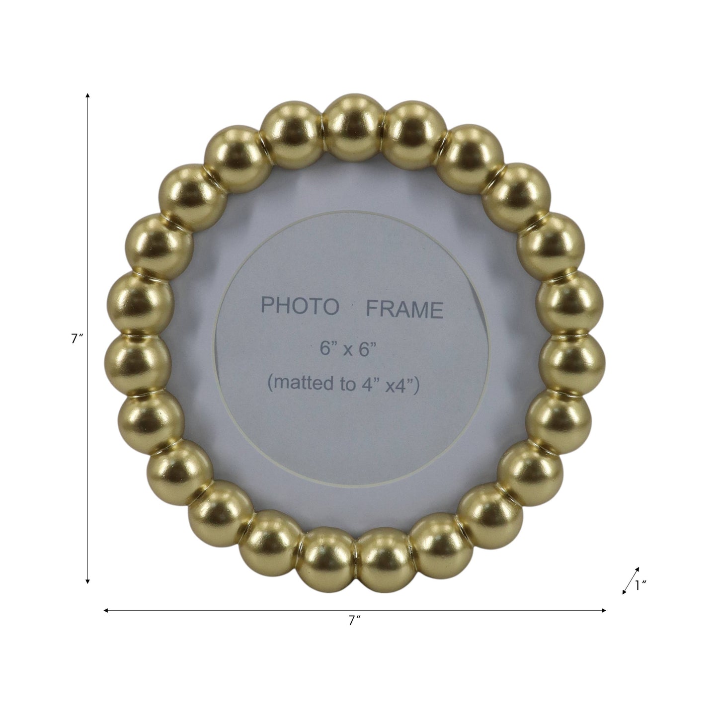 Photo Frame - Gold Glass Elegant Matted Beaded, 6x6 in.