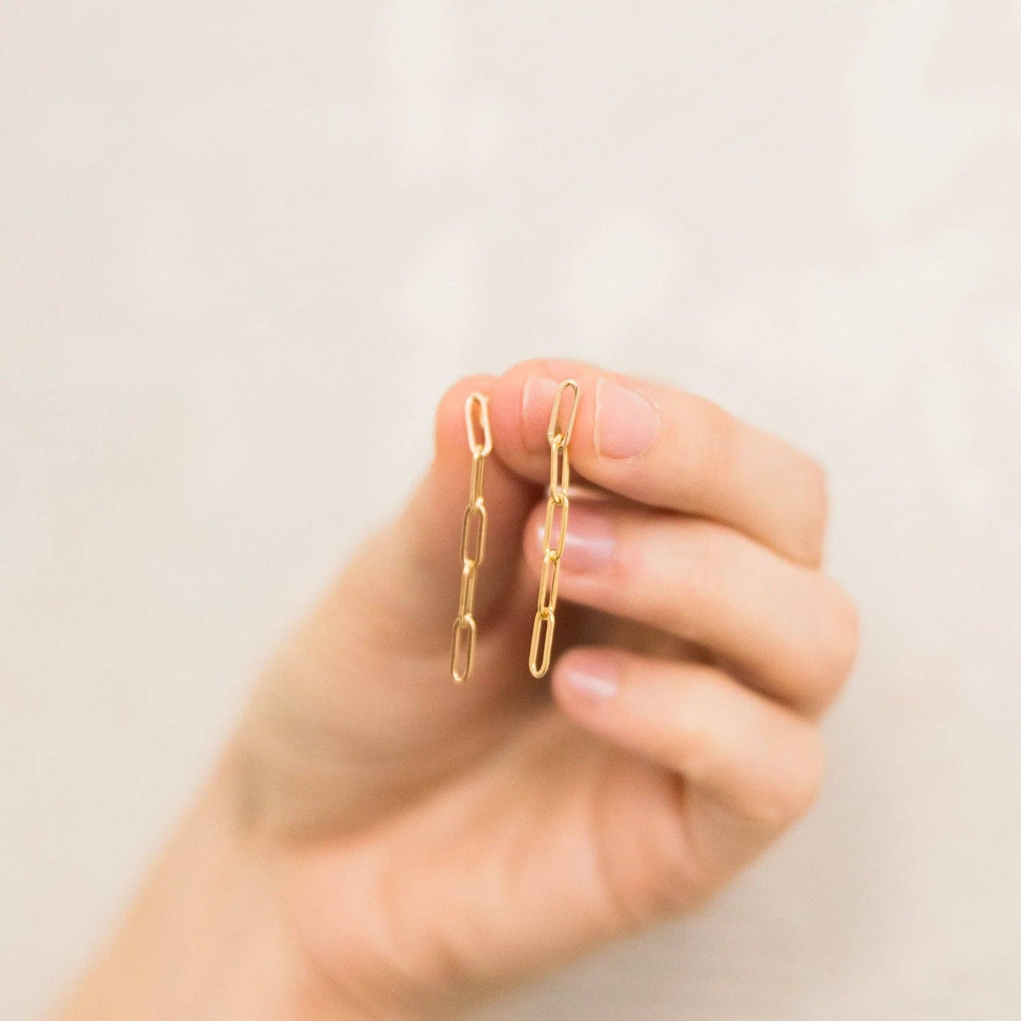 Paperclip Stud Earrings - Hypoallergenic, Waterproof, Dainty