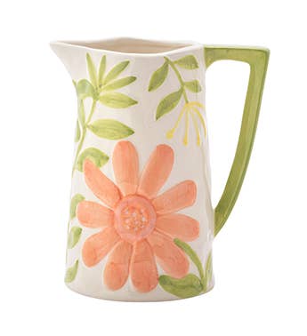 Pitcher, Spring Flowers and Green Handle Item # 33968