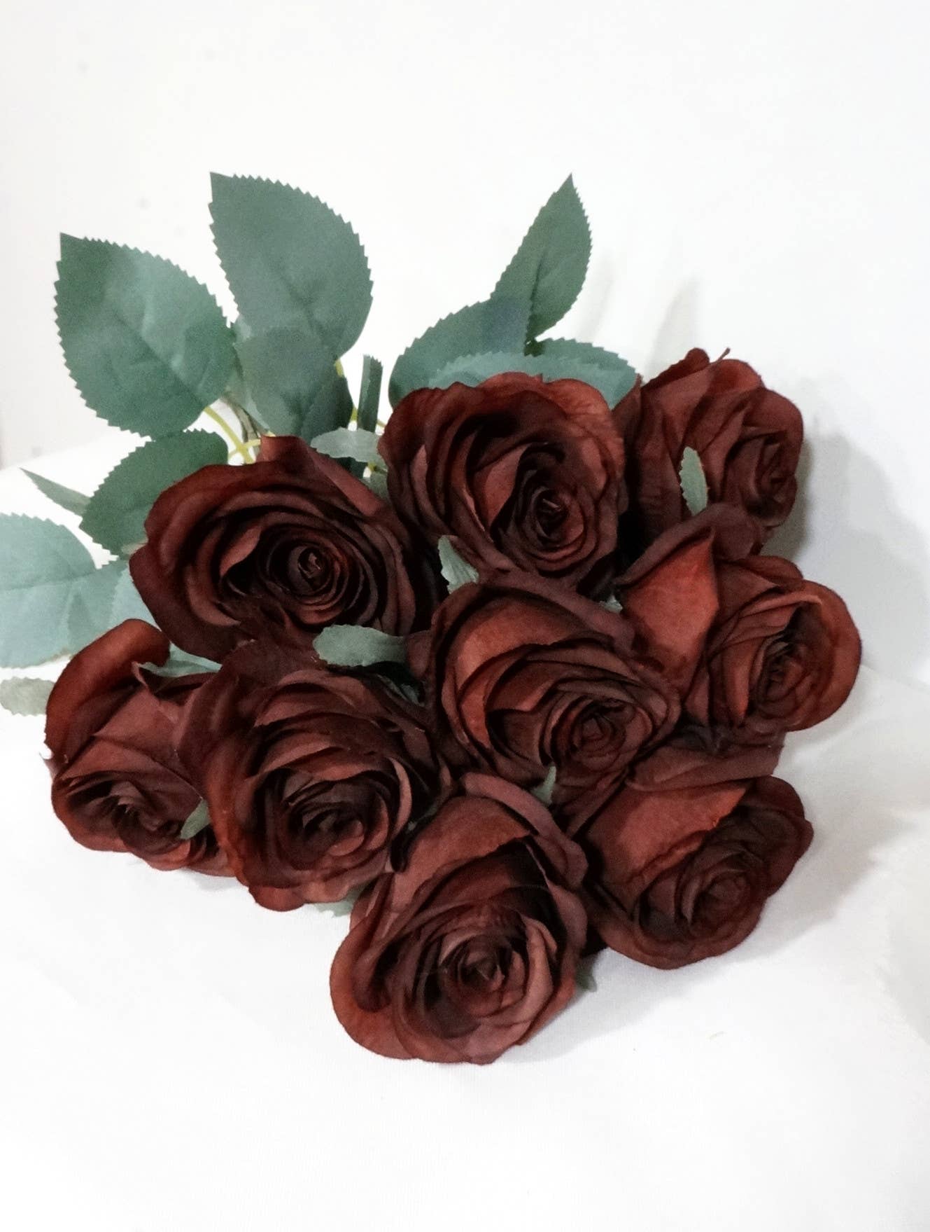 Princess Diana Rose Silk Artificial Flower Bunch, 10 Heads