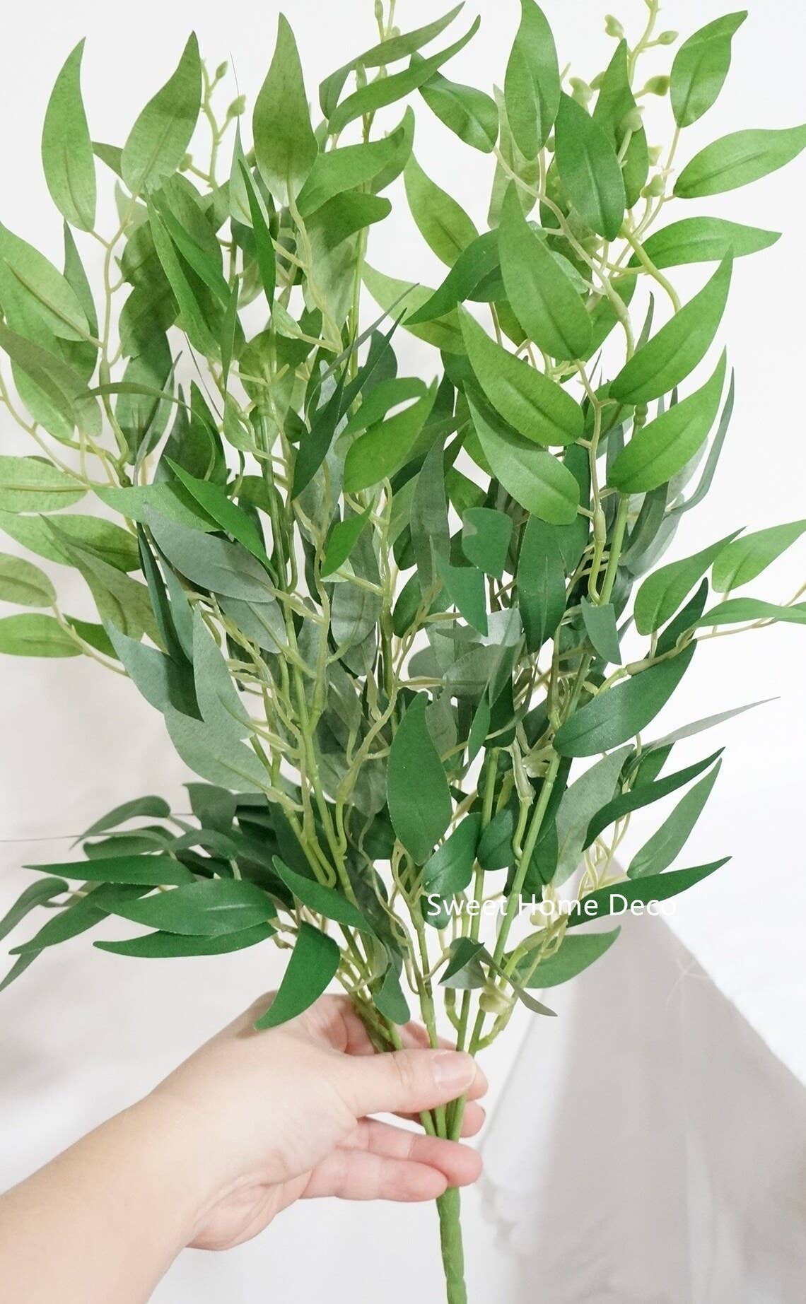 20'' Silk Eucalyptus Leaves Bush, Fake Seeded Eucalyptus