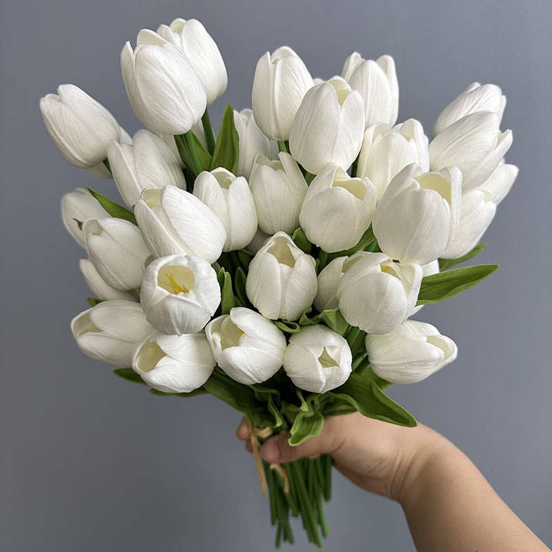 Faux PU Real Touch Tulip Flower Bunch, Spring Tulip Set of 7