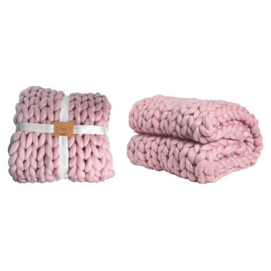 CLOSEOUT  VIP Fabric 60 in. Pink Chunky Knitted Throw