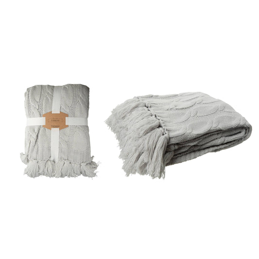 CLOSEOUT  VIP Fabric 60 in. Gray Knitted Throw  Tassels